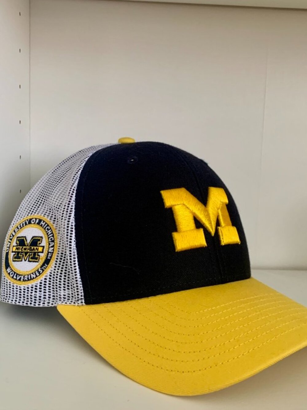 University of Michigan Wolverines Mesh Trucker Snapback Hat Cap NCAA Blue Yellow